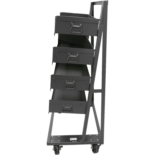 Single-Sided Heavy Duty A-Frame Cart with 4 Large Trays, 38" x 25" x 63", 2500 lbs. Capacity Les Distributions ICE