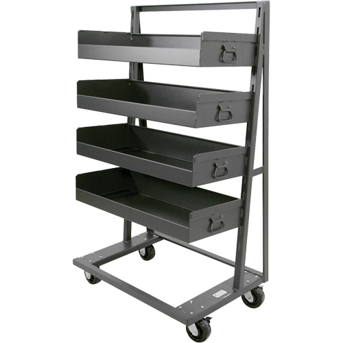 Chariot &agrave; cadre en A robuste &agrave; un c&ocirc;t&eacute; avec 4 grands plateaux &agrave; rebord, 38" x 25" x 63", Capacit&eacute; 2500 lb Les Distributions ICE