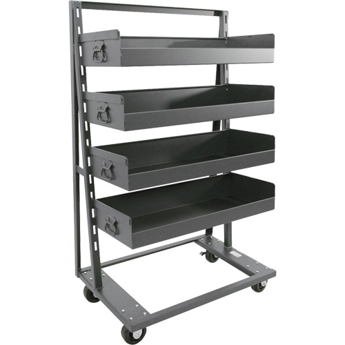 Chariot &agrave; cadre en A robuste &agrave; un c&ocirc;t&eacute; avec 4 grands plateaux &agrave; rebord, 38" x 25" x 63", Capacit&eacute; 2500 lb Les Distributions ICE