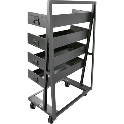 Chariot &agrave; cadre en A robuste &agrave; un c&ocirc;t&eacute; avec 4 grands plateaux &agrave; rebord, 38" x 25" x 63", Capacit&eacute; 2500 lb Les Distributions ICE