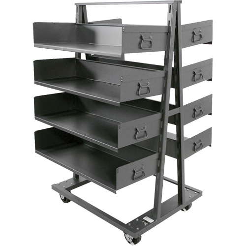 Double-Sided Heavy Duty A-Frame Cart with 8 Large Trays, 38" x 30" x 63", 2500 lbs. Capacity Les Distributions ICE