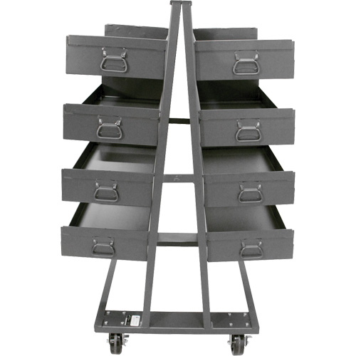 Chariot &agrave; cadre en A robuste &agrave; deux c&ocirc;t&eacute;s avec 8 grands plateaux &agrave; rebords, 38" x 30" x 63", Capacit&eacute; 2500 lb Les Distributions ICE