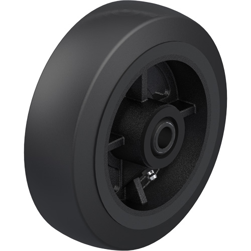 Roue en caoutchouc noir sur noyau en fonte Les Distributions ICE