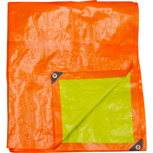 High-Visibility Heavy-Duty Woven Tarp, Polyethylene, Green/Orange, 16' x 20' x 12 mils Les Distributions ICE