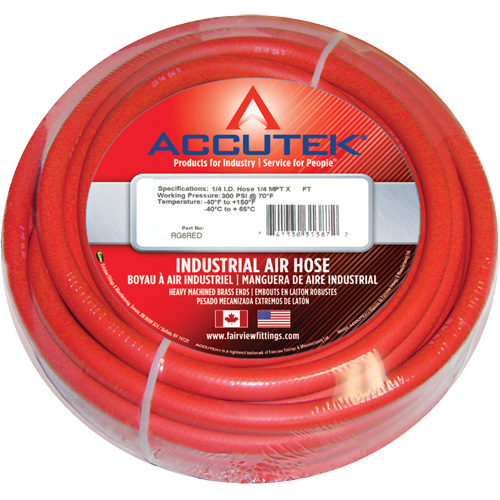 Red EPDM Industrial Air Hose Assembly, Air, Rubber, 1/2" dia. x 50', 200 psi, 1/2 NPT Les Distributions ICE