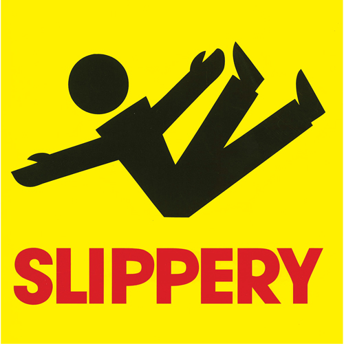 "Slippery" Traffic Cone Message Label, Adhesive, English with Pictogram Les Distributions ICE