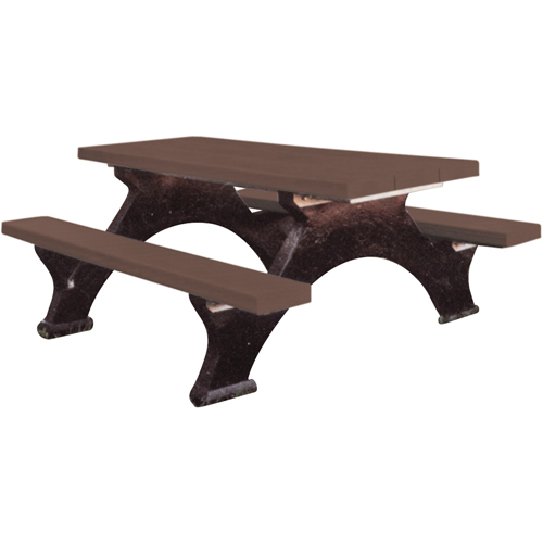 Tables de pique-nique en plastique recycl&eacute;, 6' lo x 62-1/4" la, Brun Les Distributions ICE