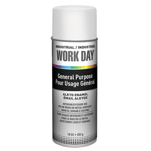 Industrial Work Day Paint, White, Gloss, 10 oz., Aerosol Can Les Distributions ICE