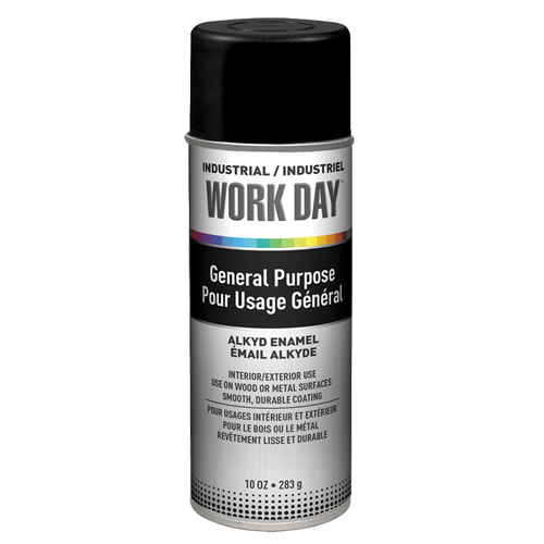 Peinture industrielle Work Day, Noir, Tr&egrave;s mat, 10 oz, Canette a&eacute;rosol Les Distributions ICE