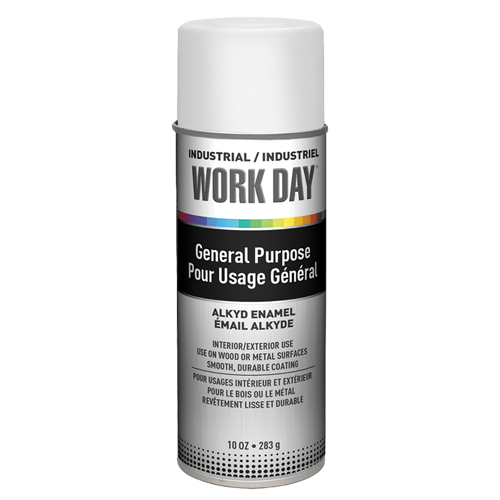Peinture industrielle Work Day, Blanc, Tr&egrave;s mat, 10 oz, Canette a&eacute;rosol Les Distributions ICE