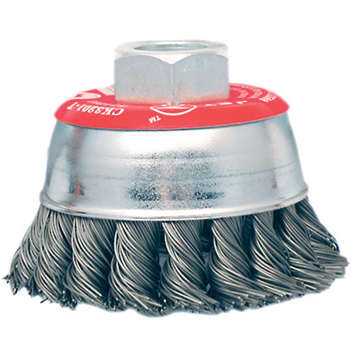 Brosse boisseau &agrave; fils li&eacute;s et nou&eacute;s &agrave; haute performance, 3" dia. x 10mm x 1,25" arbre Les Distributions ICE