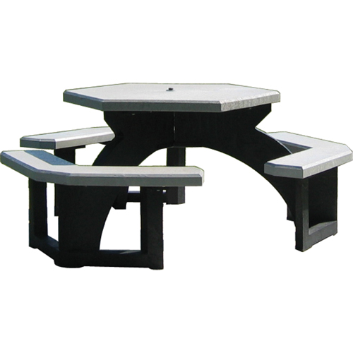 Tables de pique-nique hexagonales en plastique recycl&eacute;, 78" lo x 78" la, Gris Les Distributions ICE