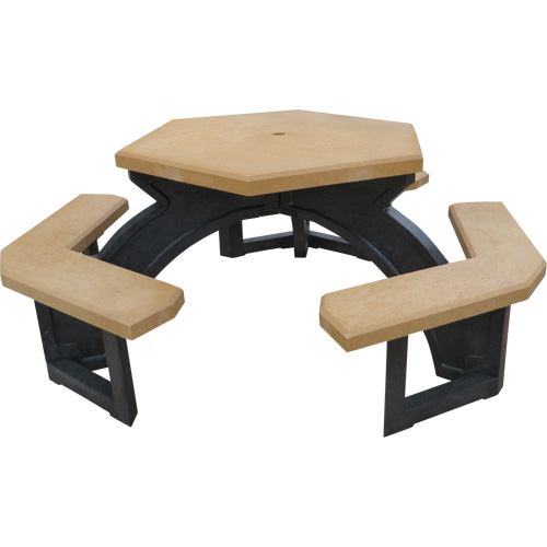 Tables de pique-nique hexagonales en plastique recycl&eacute;, 78" lo x 78" la, C&egrave;dre Les Distributions ICE