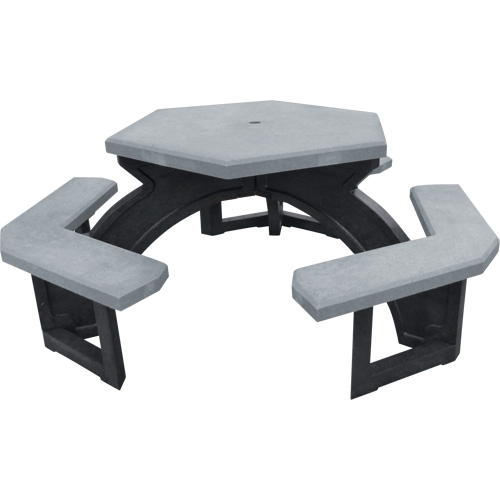 Tables de pique-nique hexagonales en plastique recycl&eacute;, 78" lo x 78" la, Gris Les Distributions ICE