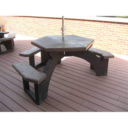 Tables de pique-nique hexagonales en plastique recycl&eacute;, 78" lo x 78" la, Brun Les Distributions ICE