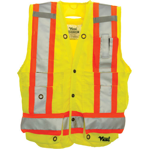 Surveyor Safety Vest, High Visibility Lime-Yellow, Large, Polyester Les Distributions ICE