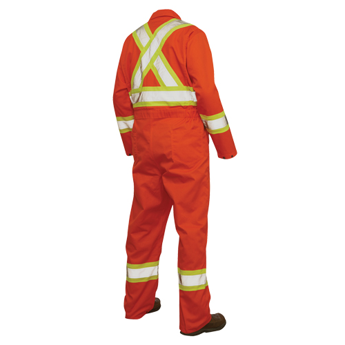 Unlined Safety Coveralls, Large, High Visibility Orange Les Distributions ICE