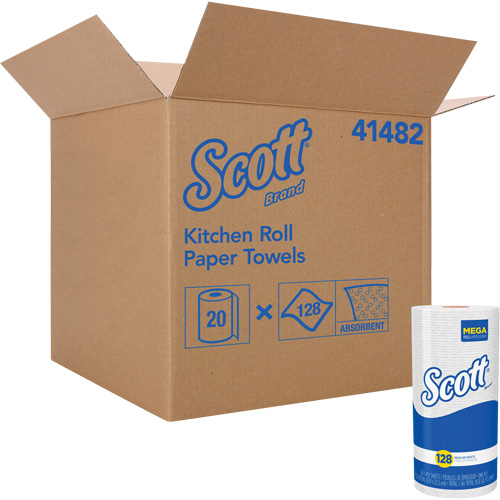Rouleau de chiffons de cuisine Scott, 1 Pli, 128 Feuilles/rouleau, 11" la, 8,78" lo Les Distributions ICE