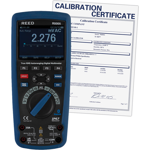 True RMS Industrial Multimeter with Calibration Certificate, AC/DC Voltage, AC/DC Current Les Distributions ICE