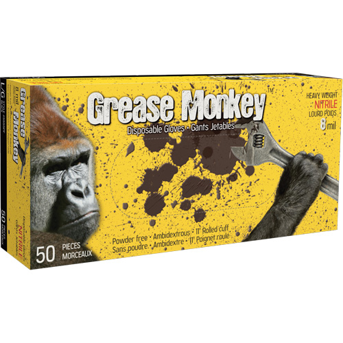 Grease Monkey&reg; Gloves, Large, Nitrile, 8-mil, Powder-Free, Black Les Distributions ICE