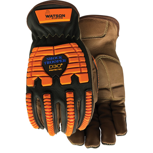 Gants antichocs Drill Sergeant, Grand, Paume en Cuir fleur, Poignet &agrave; enfiler Les Distributions ICE