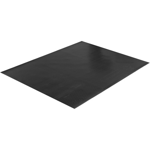 Tapis &agrave; nervures larges, Couloir, 4' x 75' x 1/8", Noir Les Distributions ICE
