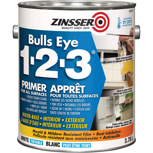 Bulls Eye 1-2-3&reg; Water-Base Primer, 3.78 L, Gallon, White Les Distributions ICE