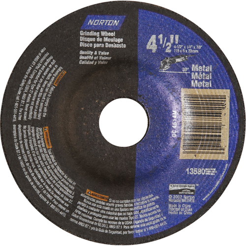 Depressed Centre Metal Grinding Wheels, 5" x 1/4", 7/8" Arbor, Aluminum Oxide, Type 27 Les Distributions ICE