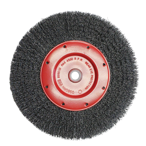 Economy Crimped Wire Wheel Brushes - Narrow Face, 6" Dia., 0.014 Fill, 2" Arbor Les Distributions ICE