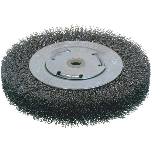 Economy Crimped Wire Wheel Brushes - Wide Face, 6" Dia., 0.014 Fill, 2" Arbor Les Distributions ICE