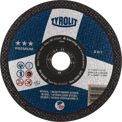Premium 2 In 1 Thincut Cut-Off Wheel, 7" x 1/16", 7/8" Arbor, Type 1, Aluminum Oxide, 8600 RPM Les Distributions ICE