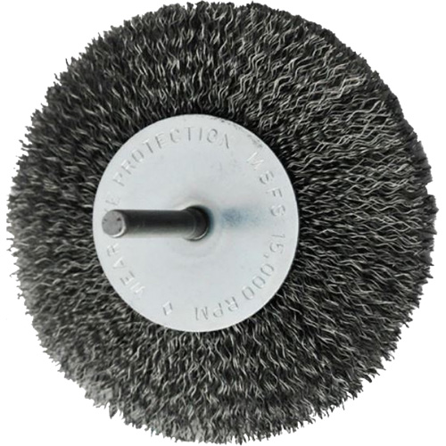 Brosses mont&eacute;es &agrave; fils cr&ecirc;p&eacute;s circulaires, 4", Fils 0,008", Tige 1/4" Les Distributions ICE