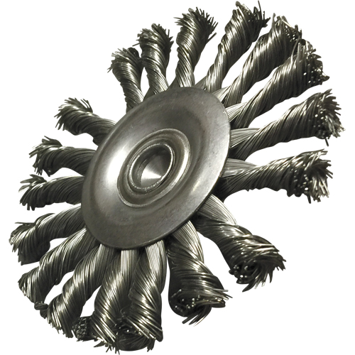Circular Knotted Wire End Brushes, 3-1/2" Dia., 0.014" Wire Dia., 1/4" Shank Les Distributions ICE