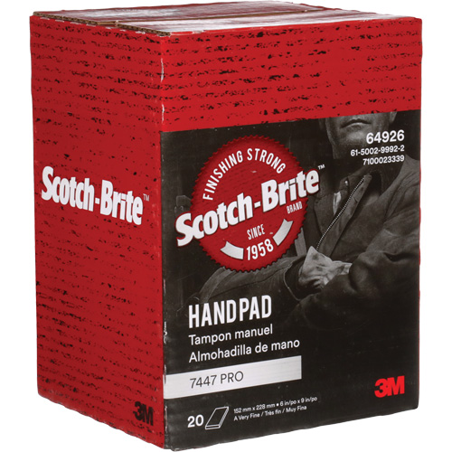 Scotch-Brite 7447 Hand Pads, Aluminum Oxide, 9" x 6", Very Fine Grit Les Distributions ICE