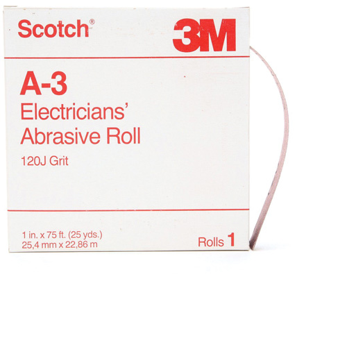 Scotch&reg; A-3 Electrician's Abrasive Roll, Aluminum Oxide, 1" W x 75' L, 120 Grit Les Distributions ICE