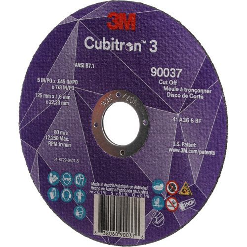 Meule &agrave; tronçonner Cubitron 3, 5" x 0,045", Arbre de 7/8", Type 1, C&eacute;ramique, 12250 Tr/min Les Distributions ICE