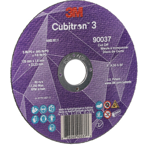 Meule &agrave; tronçonner Cubitron 3, 5" x 0,045", Arbre de 7/8", Type 1, C&eacute;ramique, 12250 Tr/min Les Distributions ICE