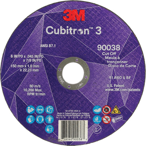 Meule &agrave; tronçonner Cubitron 3, 6" x 0,045", Type T27, C&eacute;ramique, 10 200 Tr/min Les Distributions ICE