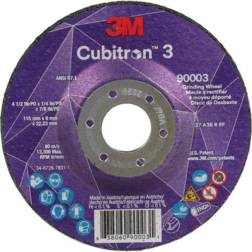 Cubitron 3 meule a moyeu d&eacute;port&eacute;, 4-1/2" x 1/4", Arbre 7/8", C&eacute;ramique, Type T27 Les Distributions ICE