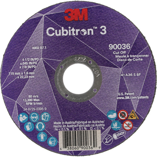 Cubitron 3 Cut-Off Wheel, 4-1/2" x 0.045", 7/8" Arbor, Type T1, Ceramic, 13300 RPM Les Distributions ICE