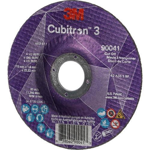 Meule &agrave; tronçonner Cubitron 3, 4-1/2" x 0,045", Arbre de 7/8", Type T27, C&eacute;ramique, 13 300 Tr/min Les Distributions ICE