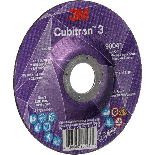 Meule &agrave; tronçonner Cubitron 3, 4-1/2" x 0,045", Arbre de 7/8", Type T27, C&eacute;ramique, 13 300 Tr/min Les Distributions ICE