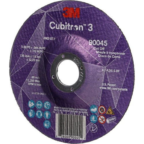 Cubitron 3 Cut-Off Wheel, 5" x 0.045", 7/8" Arbor, Type T27, Ceramic, 12250 RPM Les Distributions ICE