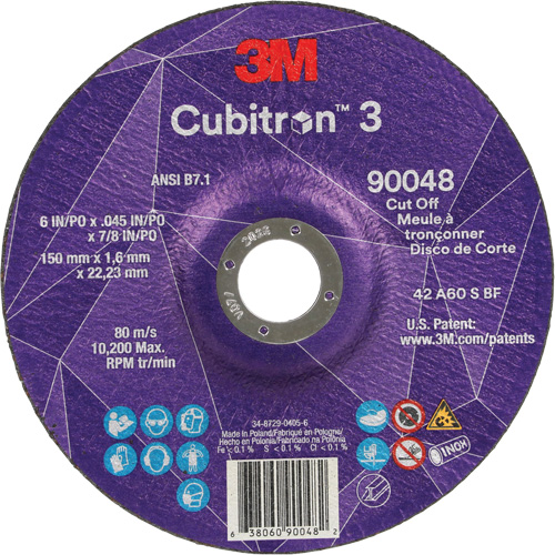 Meule &agrave; tronçonner Cubitron 3, 6" x 0,045", Arbre de 7/8", Type T27, C&eacute;ramique, 10 200 Tr/min Les Distributions ICE