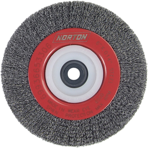Crimped Bench Wheel, 6" Dia., 0.014" Fill, 1/2"-2 Arbor Les Distributions ICE