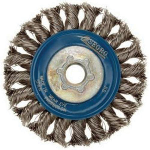 Full Cable Twist Wire Wheel, 5" Dia., 0.02" Fill, 5/8"-11 Arbor, Stainless Steel Les Distributions ICE