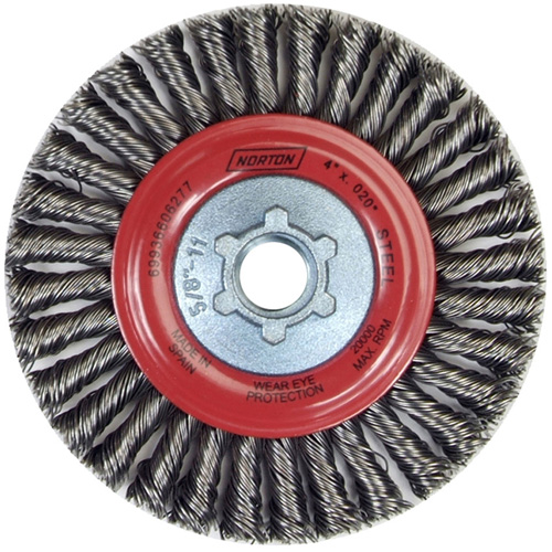 Stringer Bead Knot Wire Brush For Angle Grinders, 4" Dia., 0.02" Fill, 5/8"-11 Arbor, Steel Les Distributions ICE