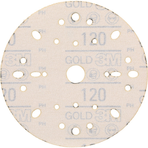 Disque abrasif dor&eacute; Hookit, dia 6", Grain 120, Oxyde d'aluminium, Poids C Les Distributions ICE