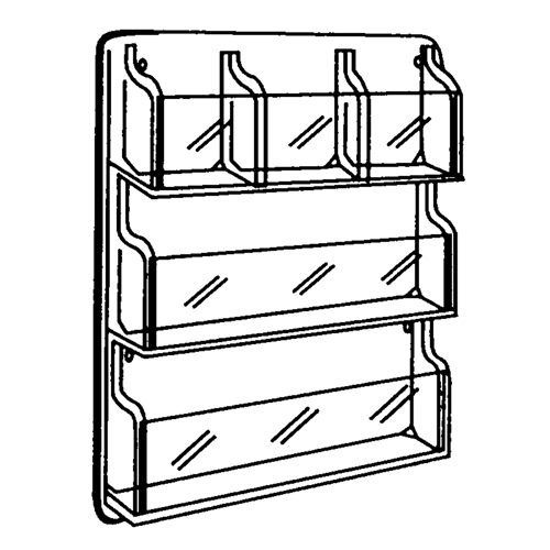 Literature Displays, Wall Mount, 9 Slots, Plastic, 30" W x 2" D x 36-7/8" H Les Distributions ICE