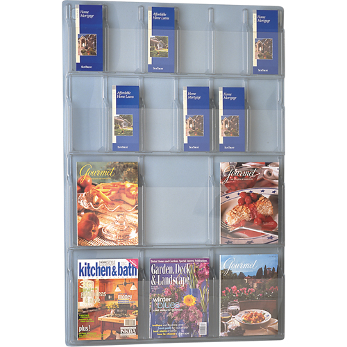 Literature Displays, Wall Mount, 6 Slots, Plastic, 30" W x 45" D x 45" H Les Distributions ICE